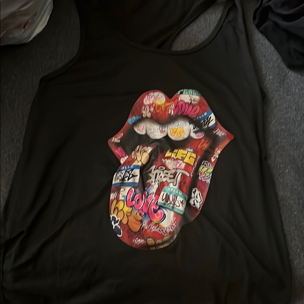 Black Graphic Tank Top